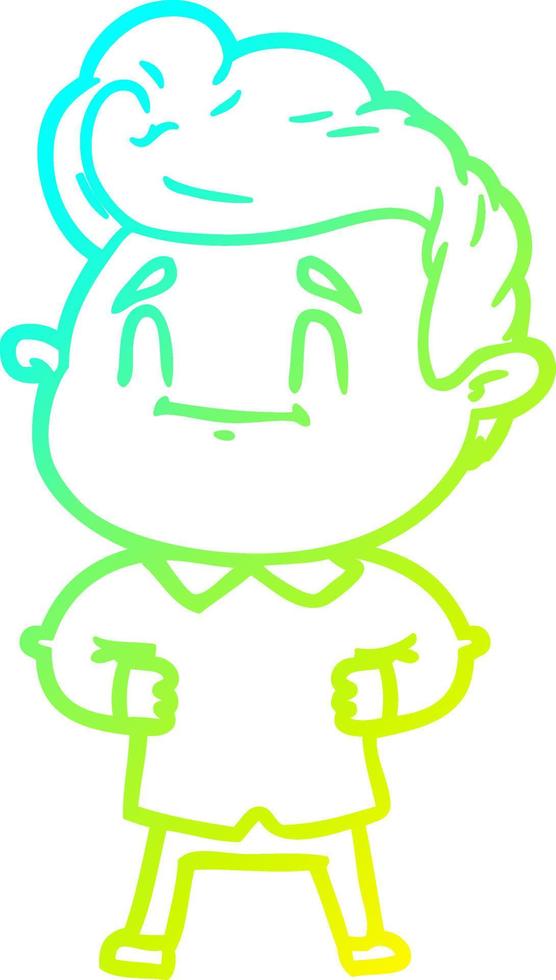cold gradient line drawing happy cartoon man vector