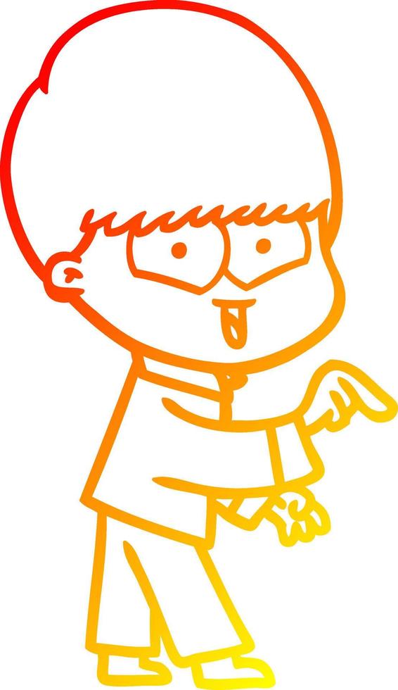 warm gradient line drawing cartoon happy boy vector
