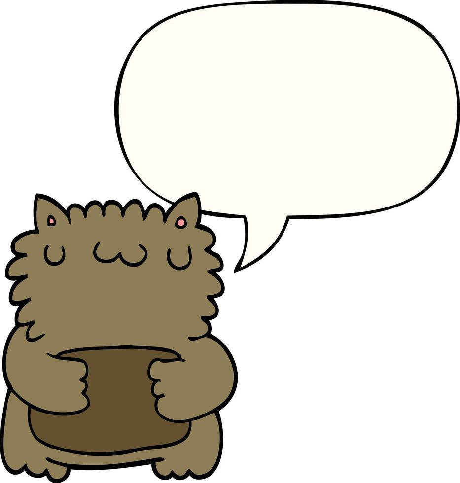 cartoon bear and speech bubble vector