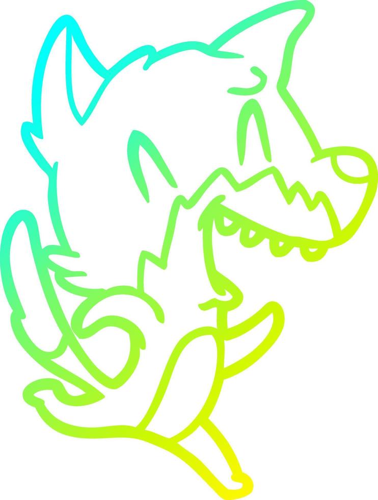 cold gradient line drawing laughing fox running away vector