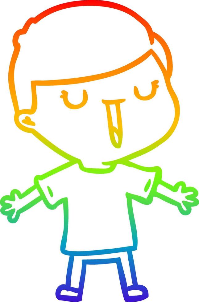 rainbow gradient line drawing cartoon happy boy vector