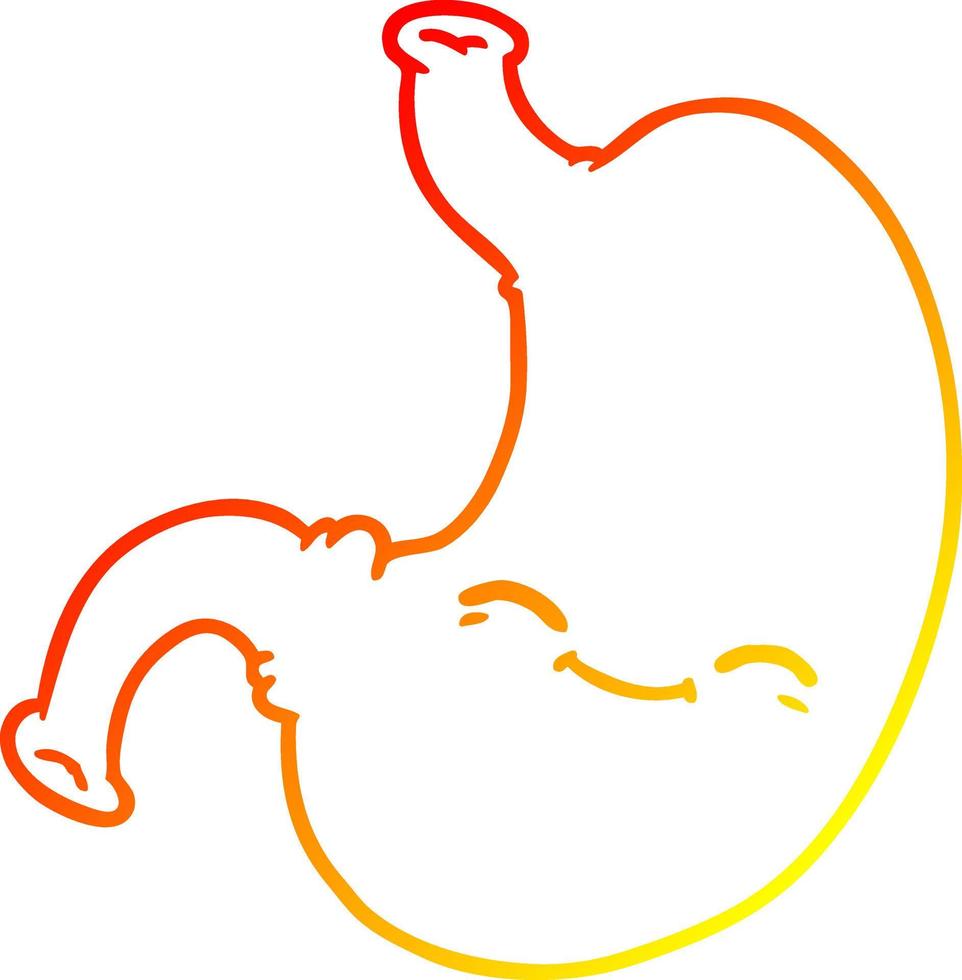 warm gradient line drawing cartoon stomach vector