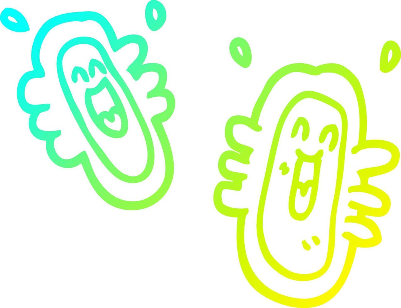 cold gradient line drawing cartoon happy germs vector