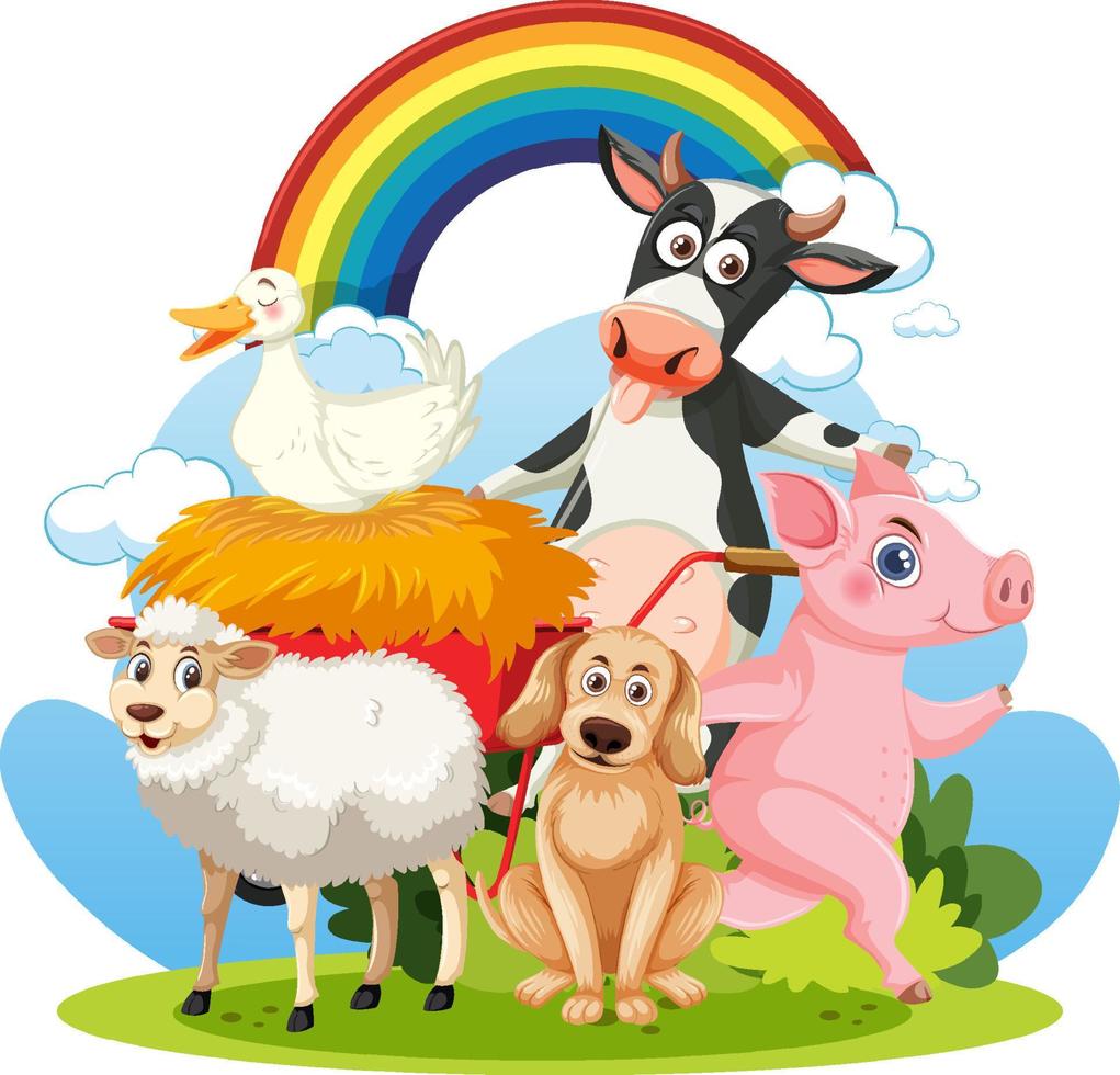 Farm animals cartoon character vector