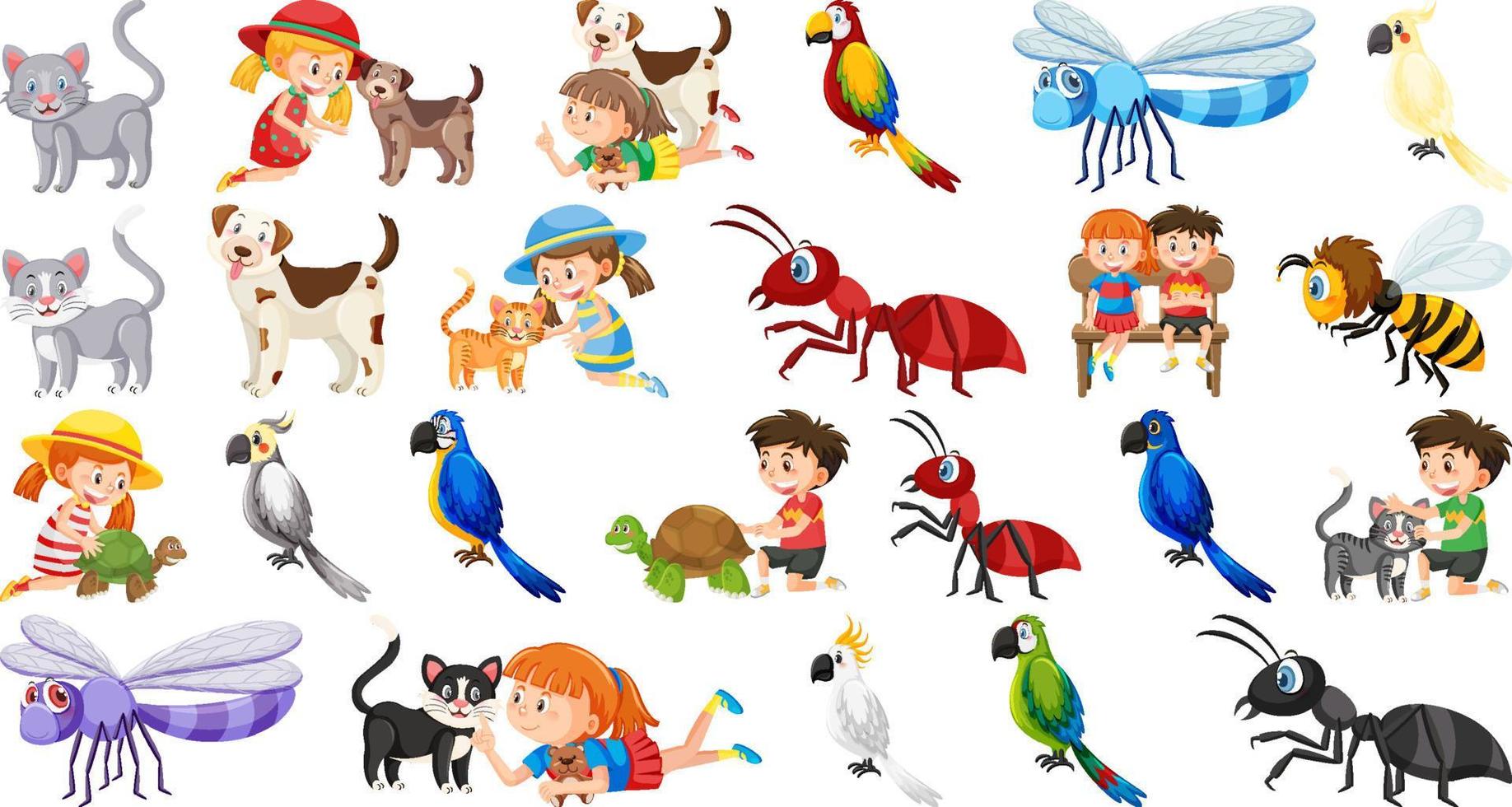 conjunto de varios animales salvajes en estilo de dibujos animados vector