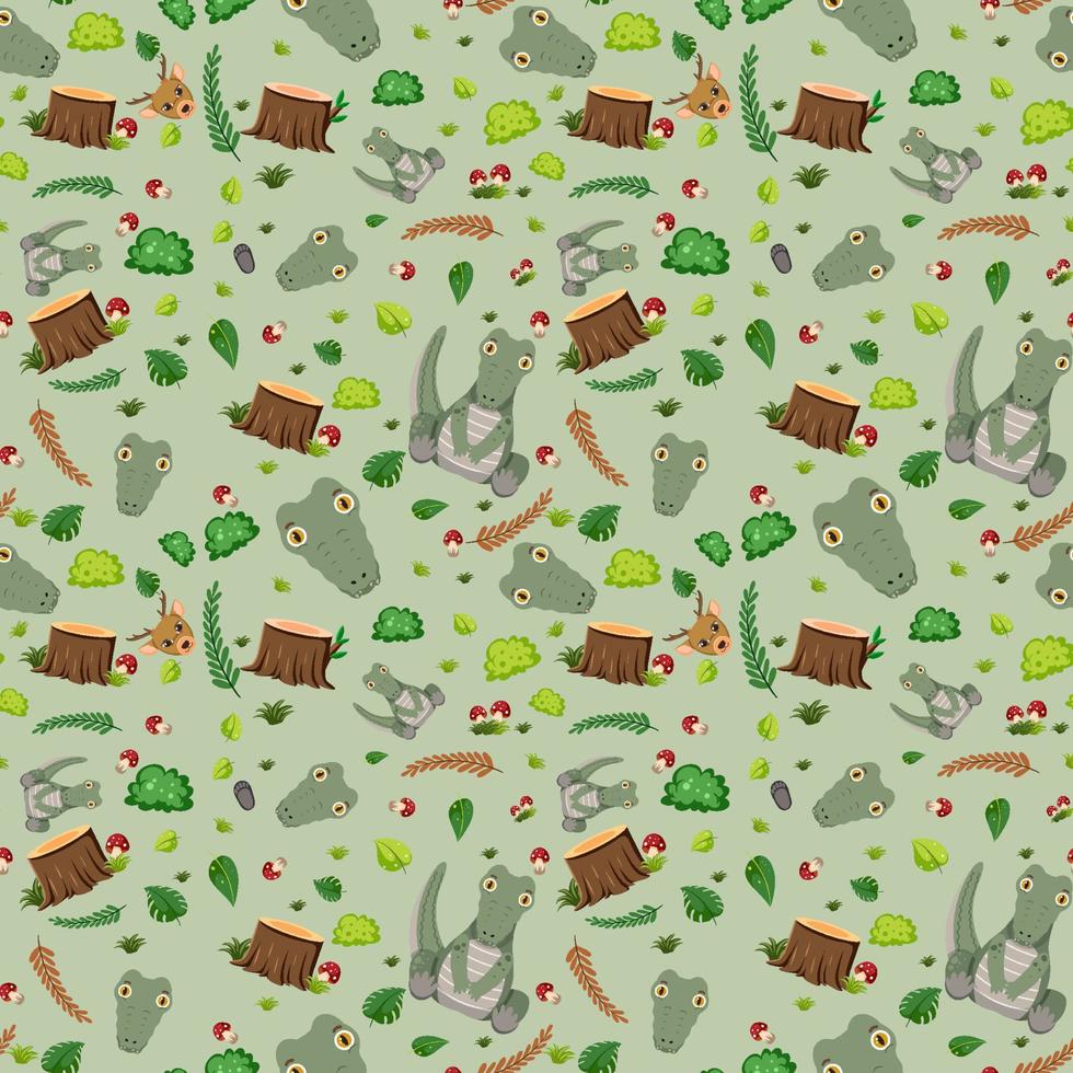 Cute crocodile seamless pattern vector