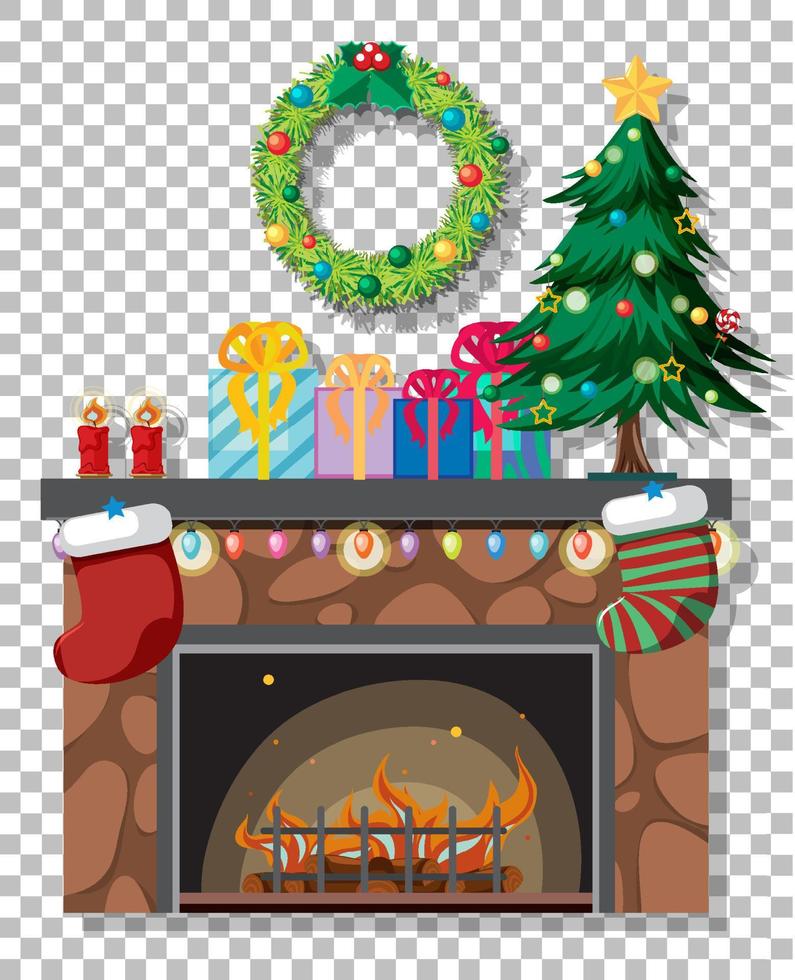 Fireplace decorated in Christmas theme vector