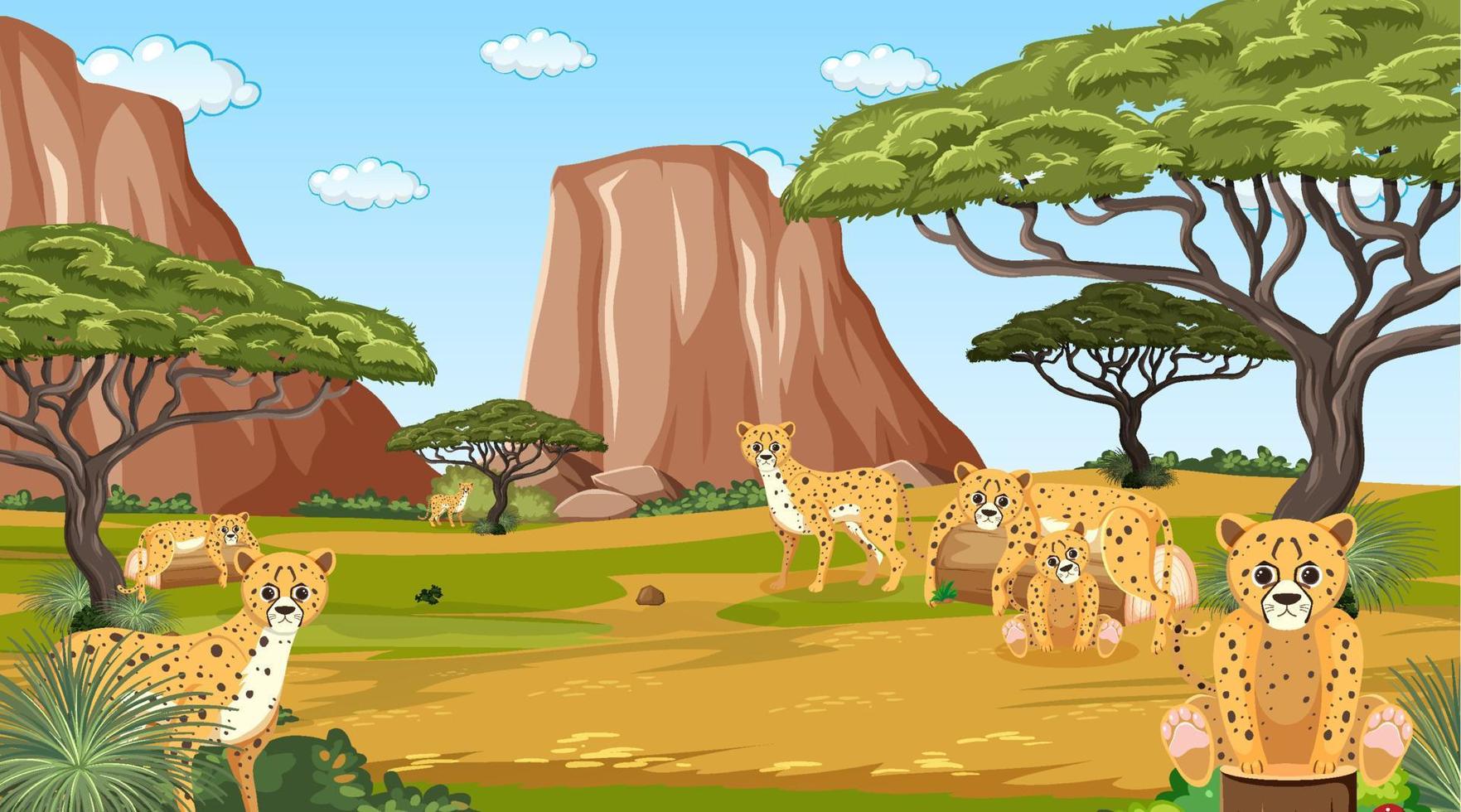 guepardo en la escena del bosque vector