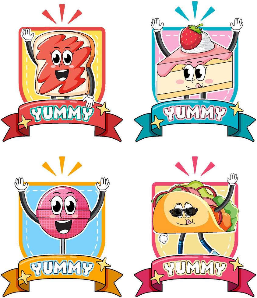 conjunto de divertidos personajes de dibujos animados de comida vector