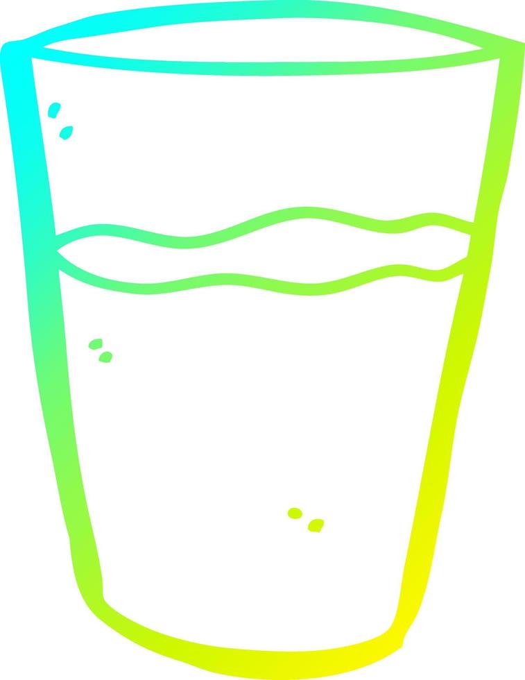 cold gradient line drawing cartoon glass of water vector