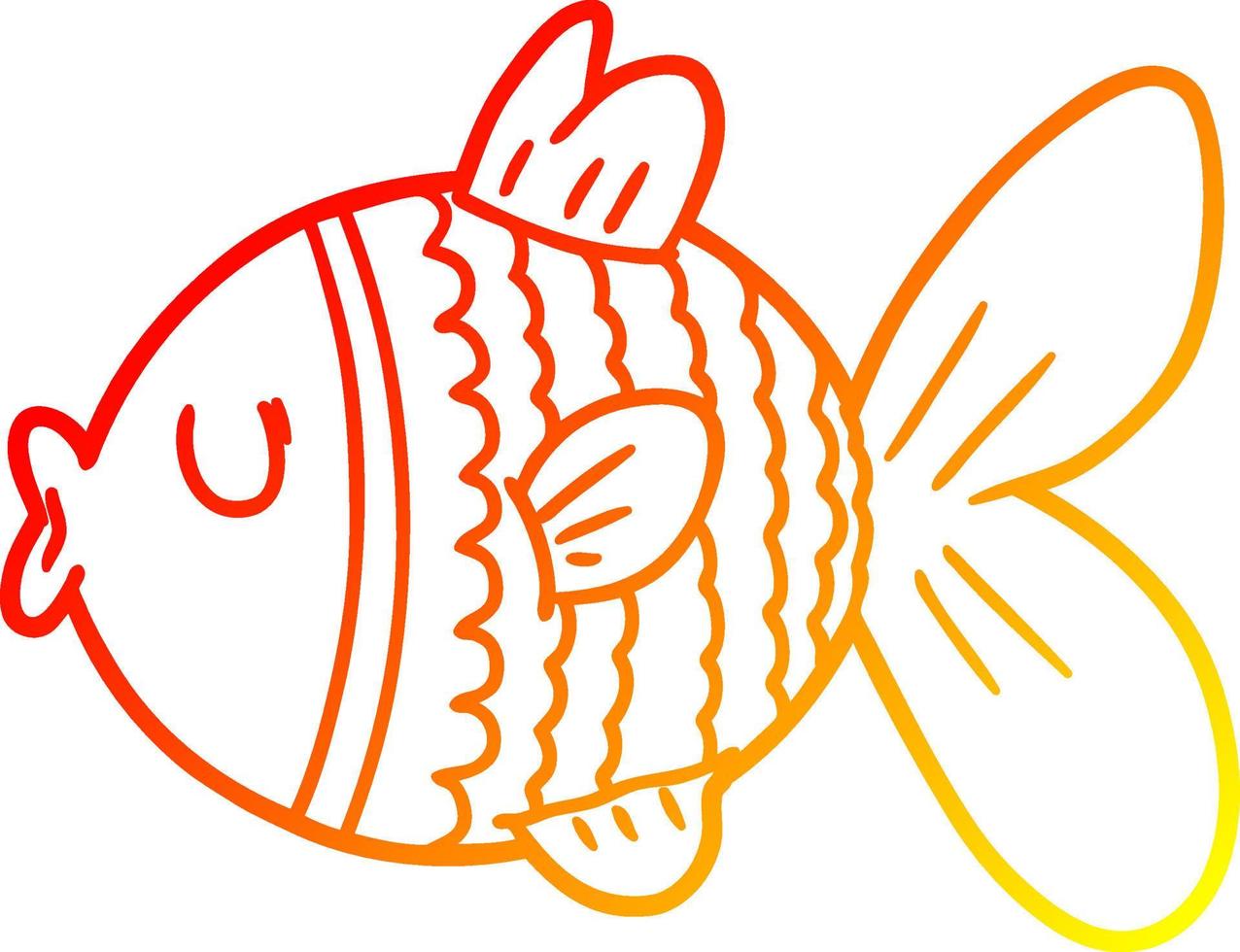 warm gradient line drawing cartoon fish vector