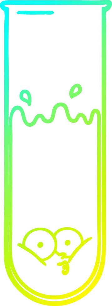 cold gradient line drawing cartoon surprised test tube vector