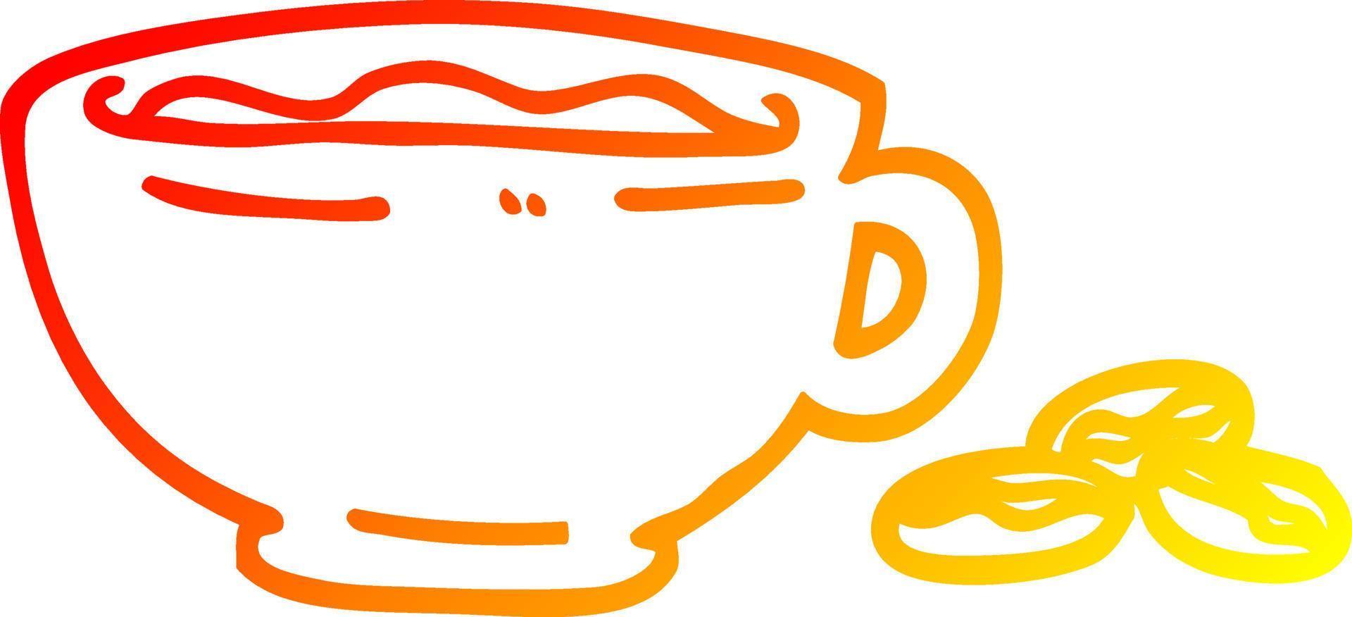 taza de espresso de dibujos animados de dibujo de línea de gradiente cálido vector