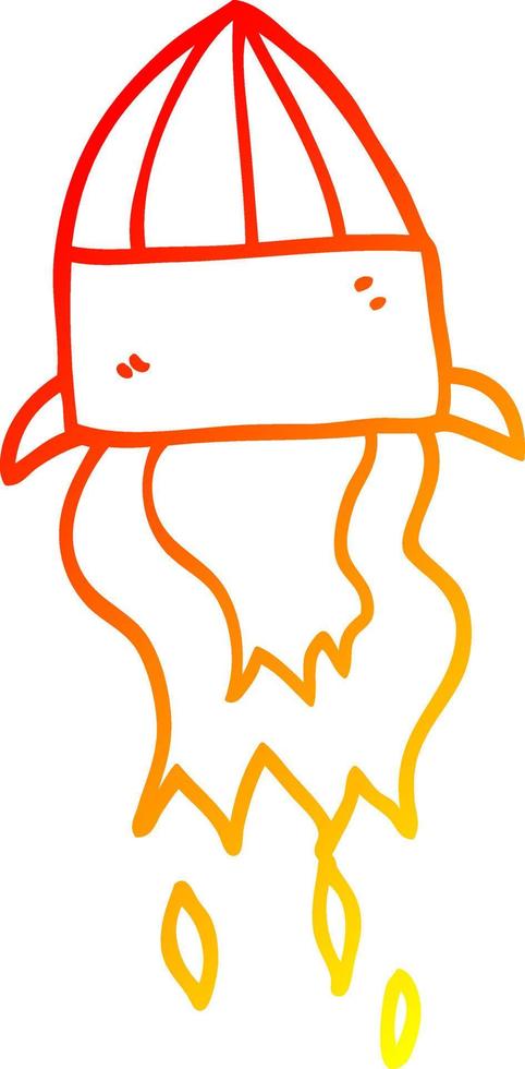 warm gradient line drawing cartoon rocket launch vector