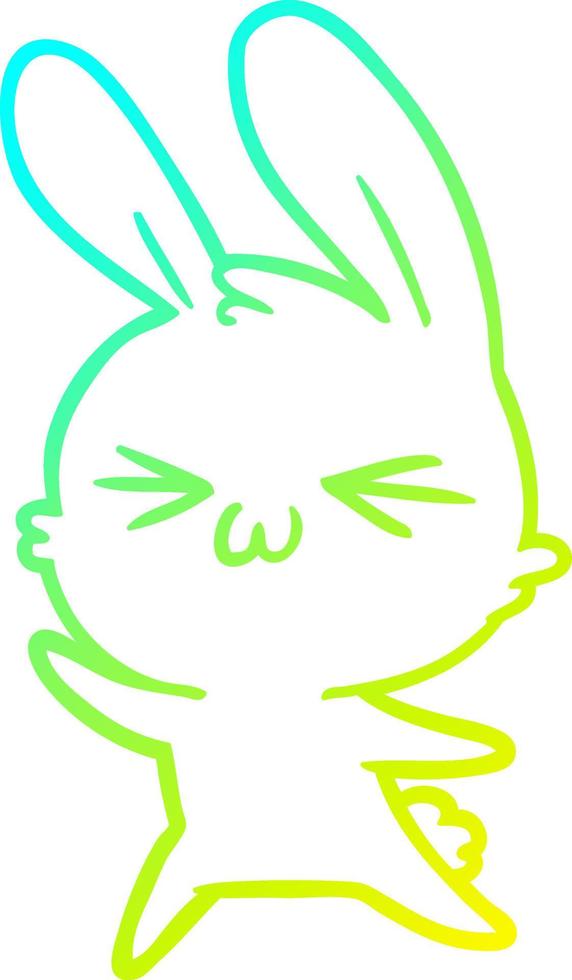 cold gradient line drawing cute cartoon rabbit vector