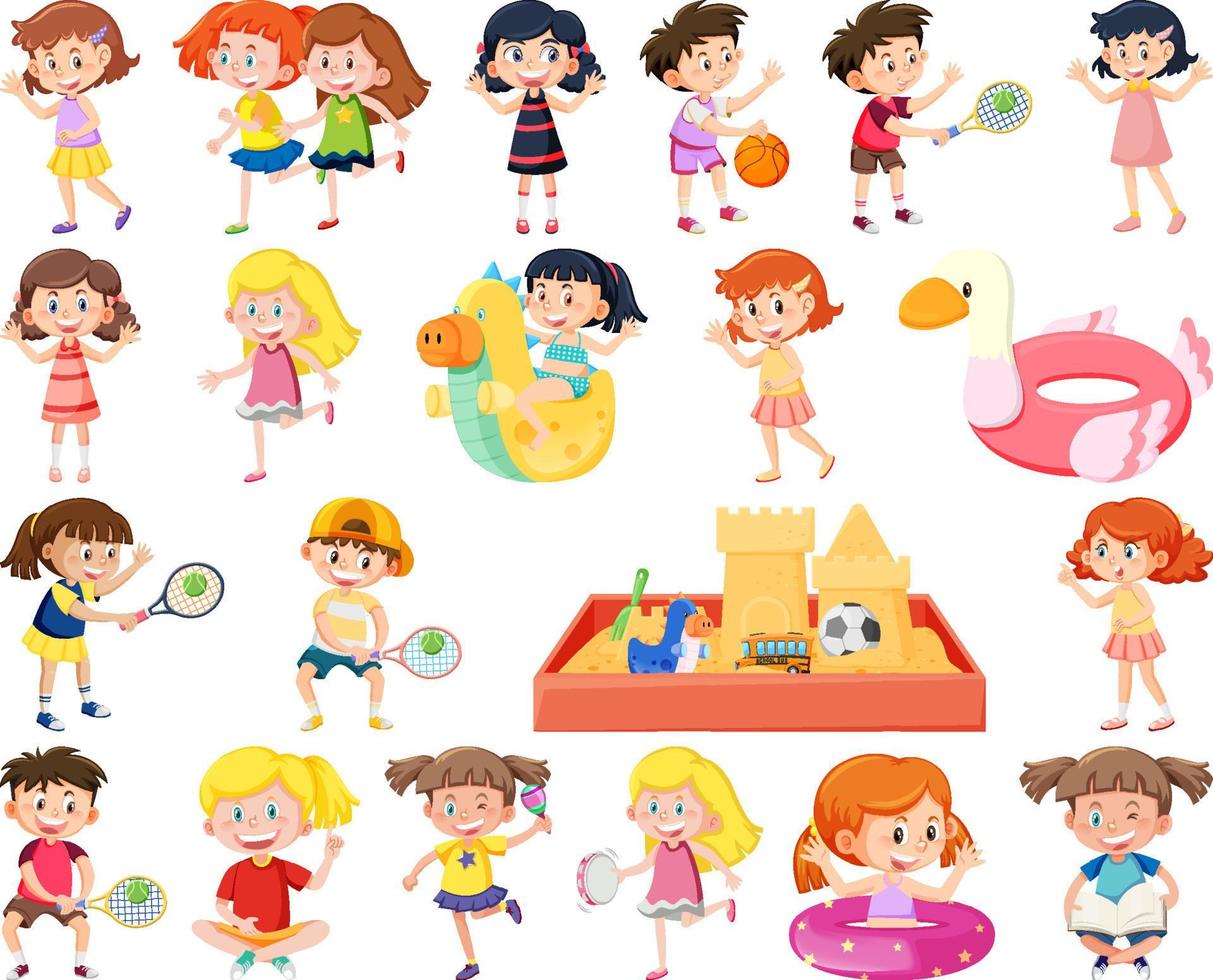 Set of children doing different activities vector