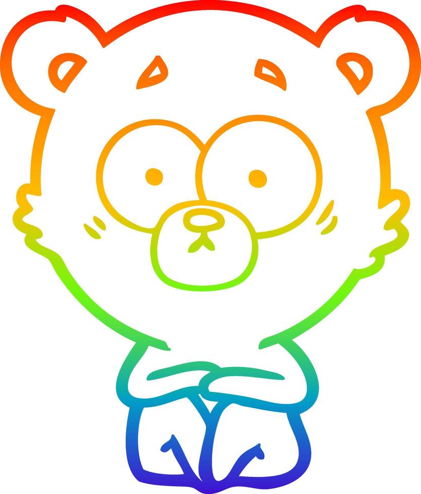 rainbow gradient line drawing surprised polar bear cartoon vector