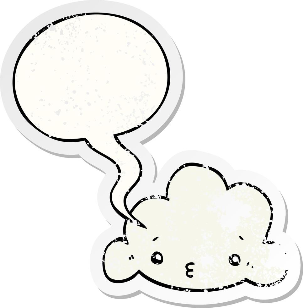cartoon cloud and speech bubble distressed sticker vector