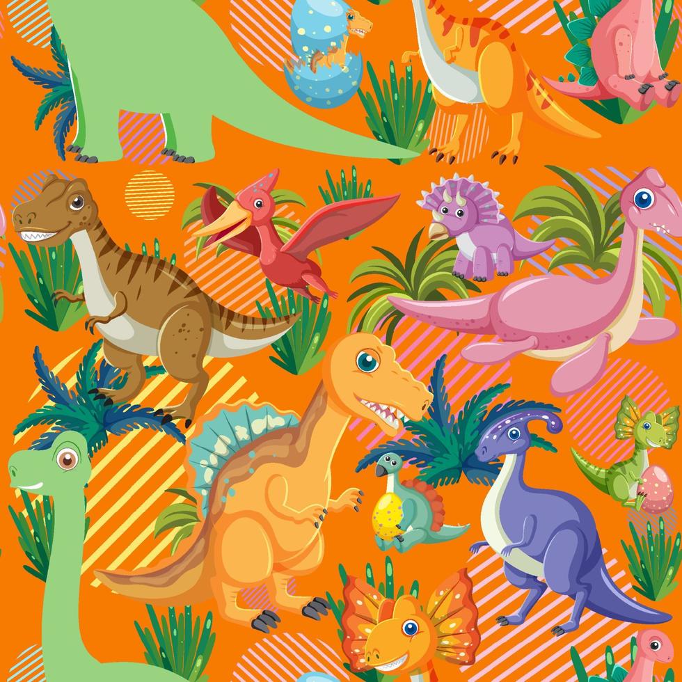 Cute dinosaur seamless pattern vector