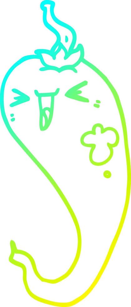 cold gradient line drawing cartoon hot chili pepper vector