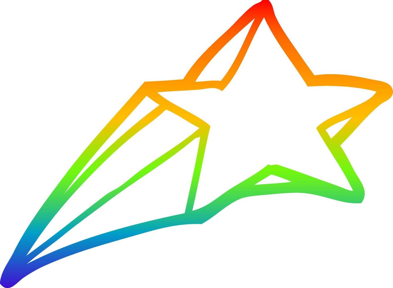 rainbow gradient line drawing shooting star decorative cartoon vector