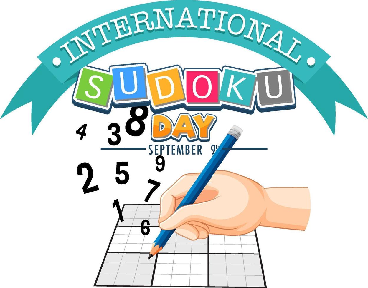 día internacional del sudoku 9 de septiembre vector