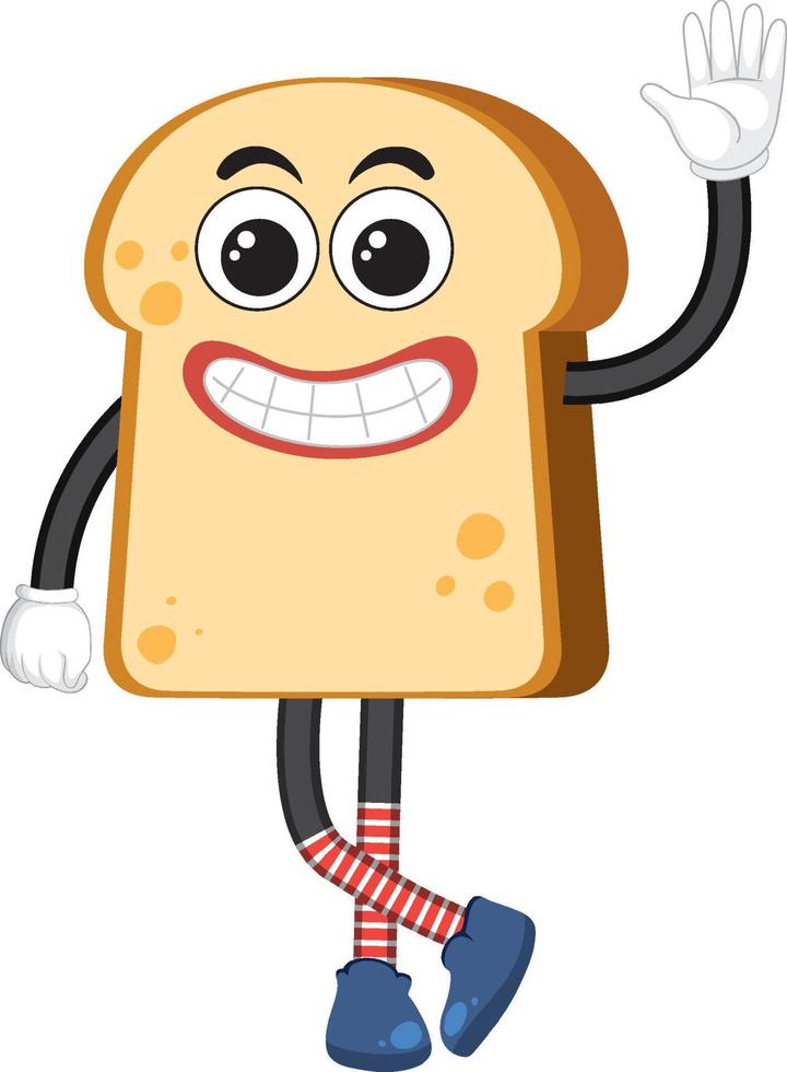 Bread cartoon character with facial expression vector