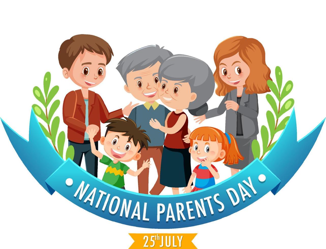 National Parents Day poster design with cartoon character vector