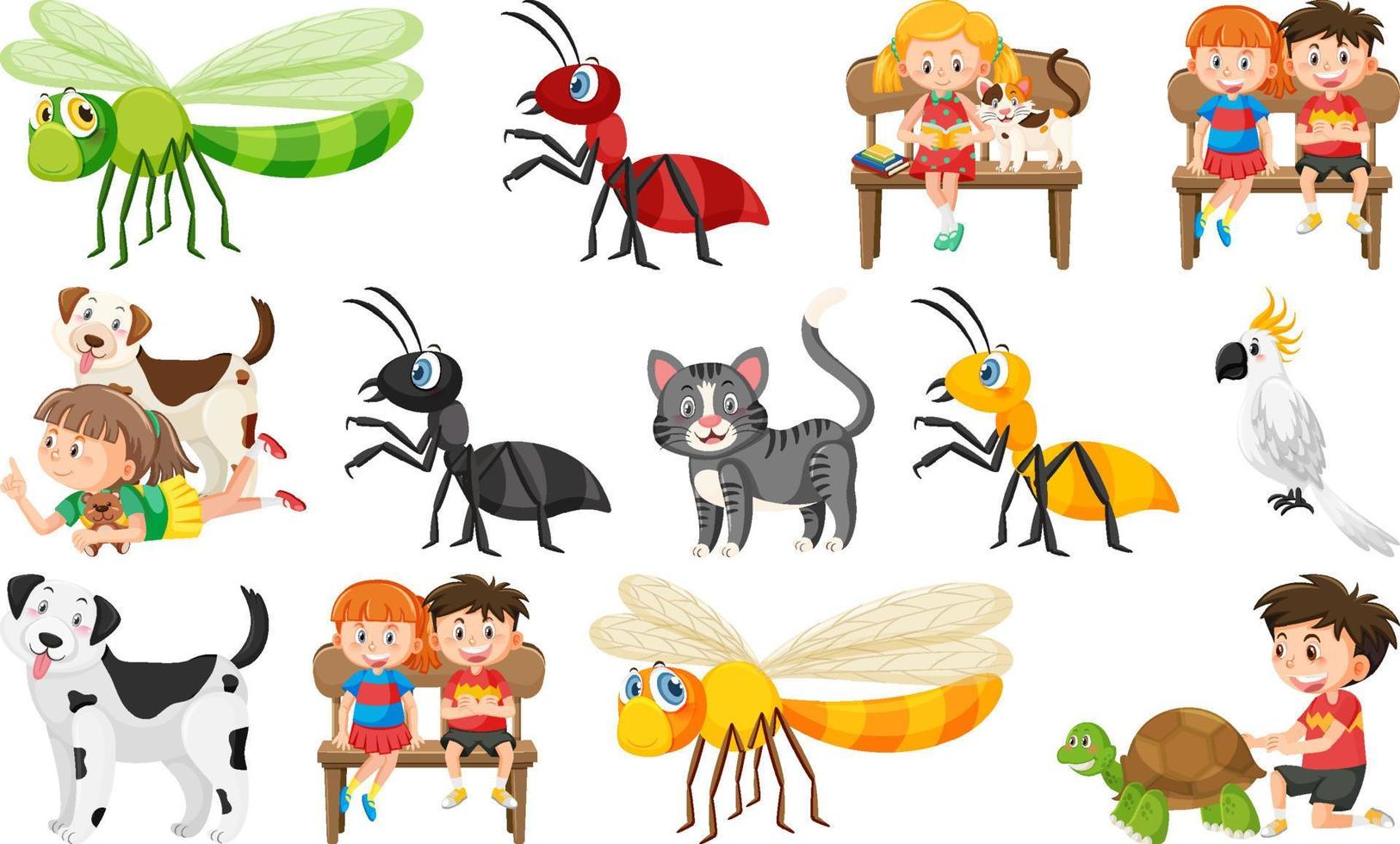 Set of various wild animals in cartoon style vector