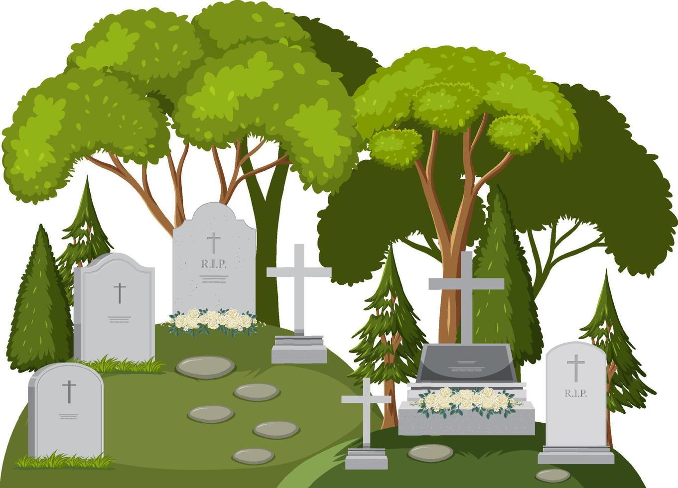 Cemetery graveyard scene isolated vector