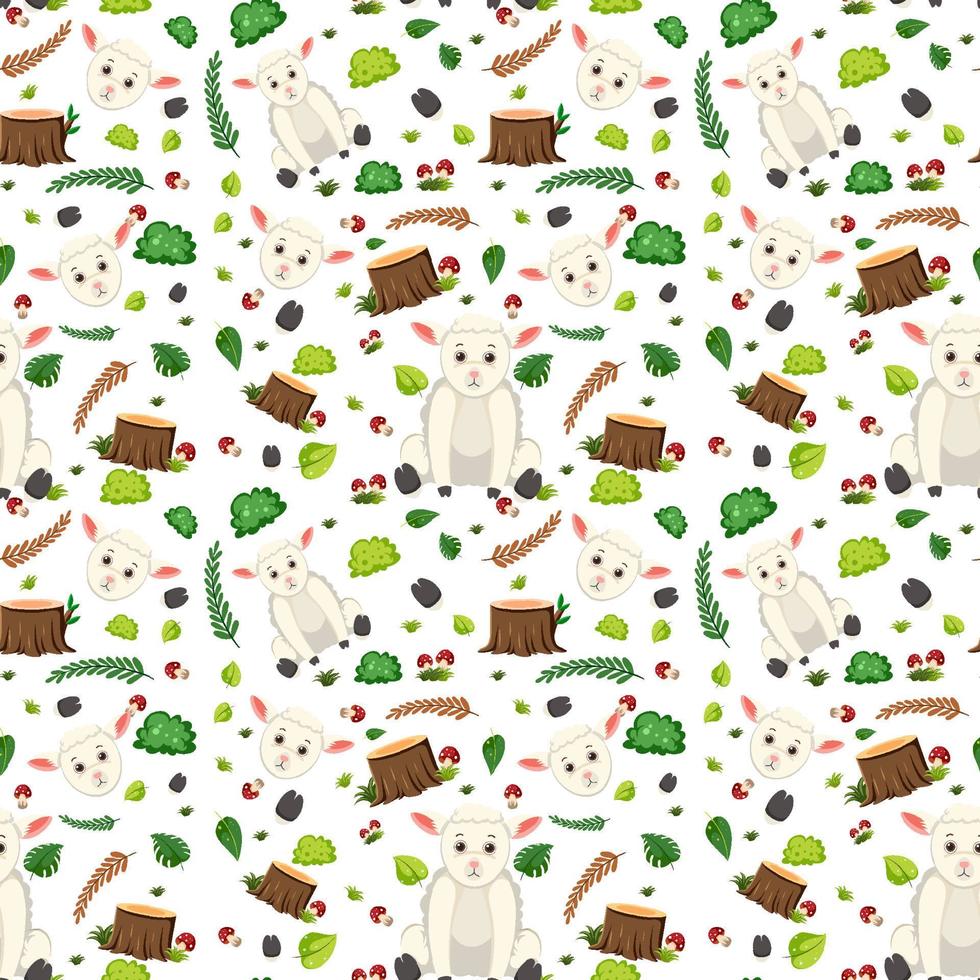 Sheep cute animal seamless pattern vector