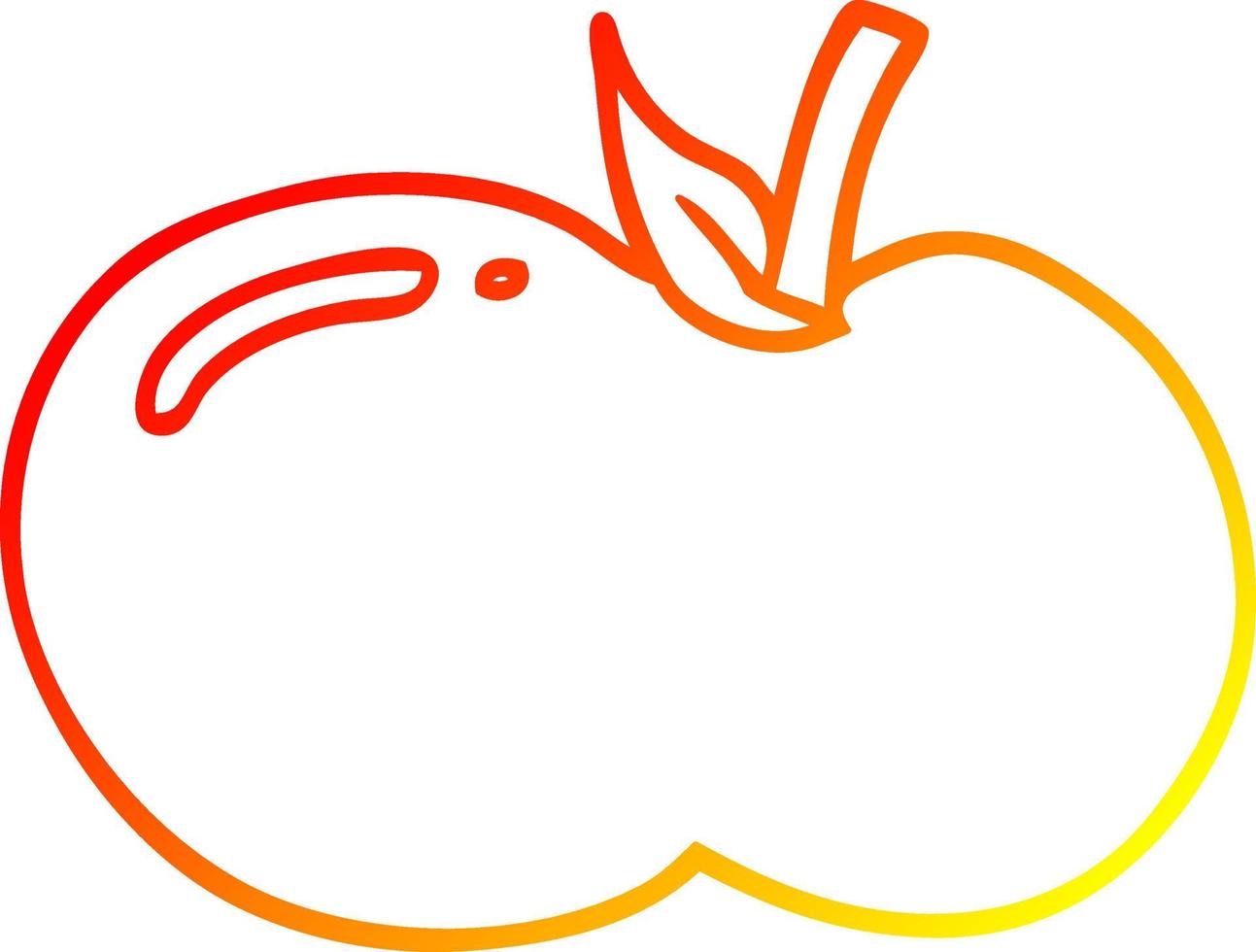 warm gradient line drawing cartoon apple vector