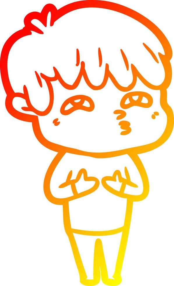 warm gradient line drawing cartoon curious man vector