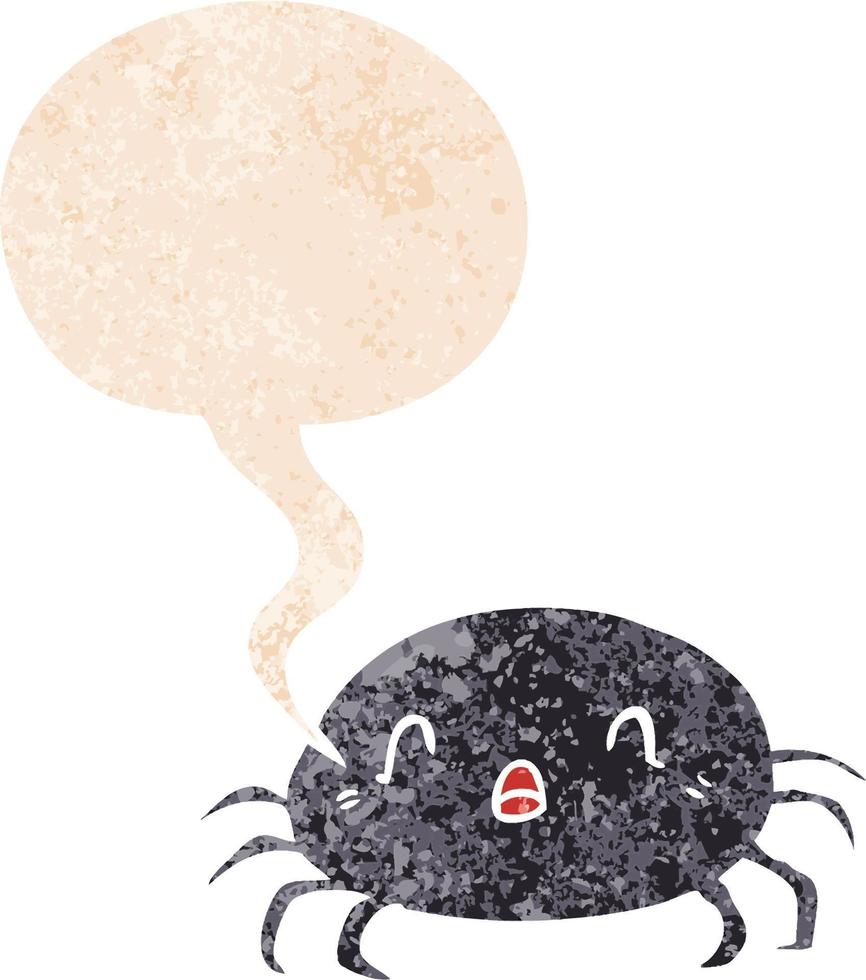 cartoon spider and speech bubble in retro textured style vector