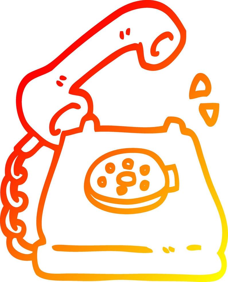 warm gradient line drawing cartoon telephone ringing vector