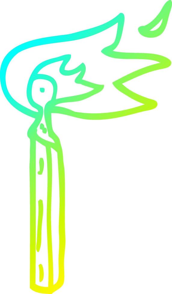cold gradient line drawing cartoon lit match vector