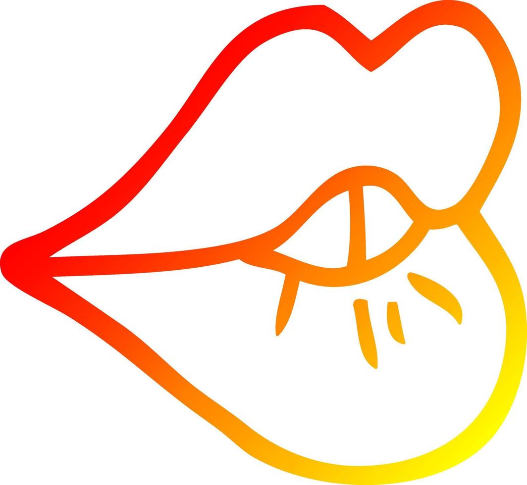 warm gradient line drawing cartoon pouting lips vector