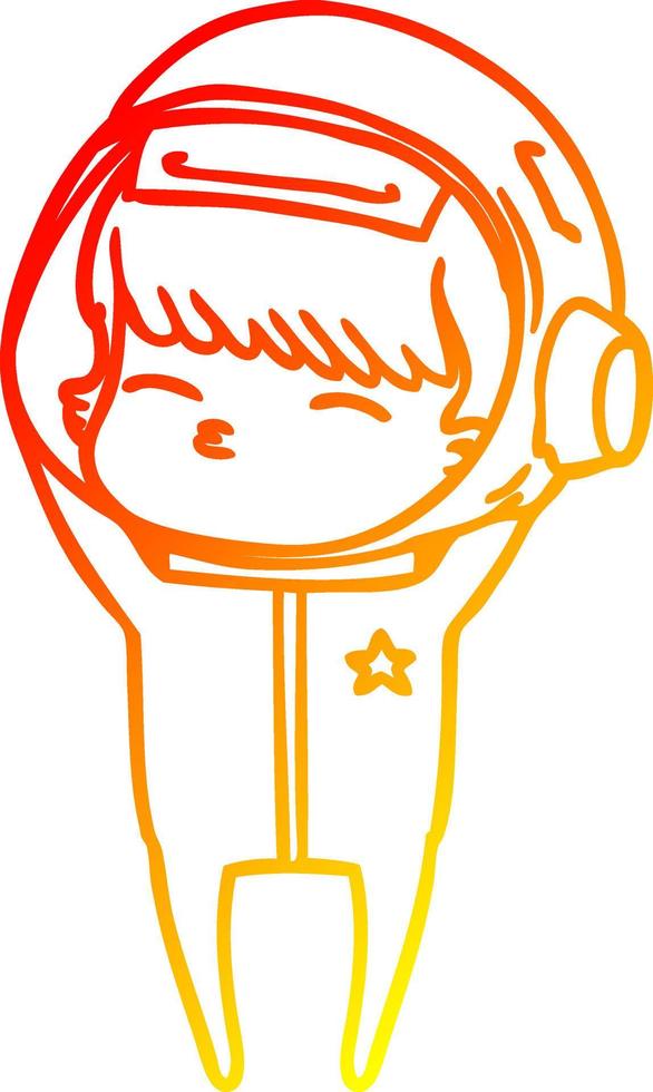 warm gradient line drawing cartoon curious astronaut vector