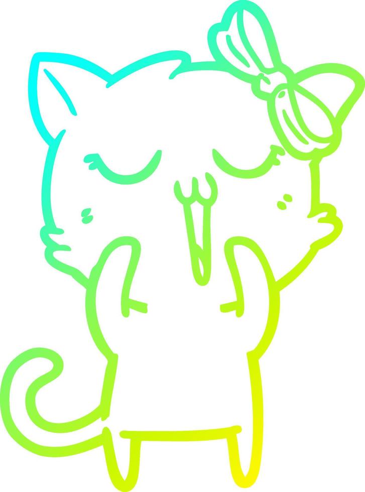 cold gradient line drawing cartoon cat vector