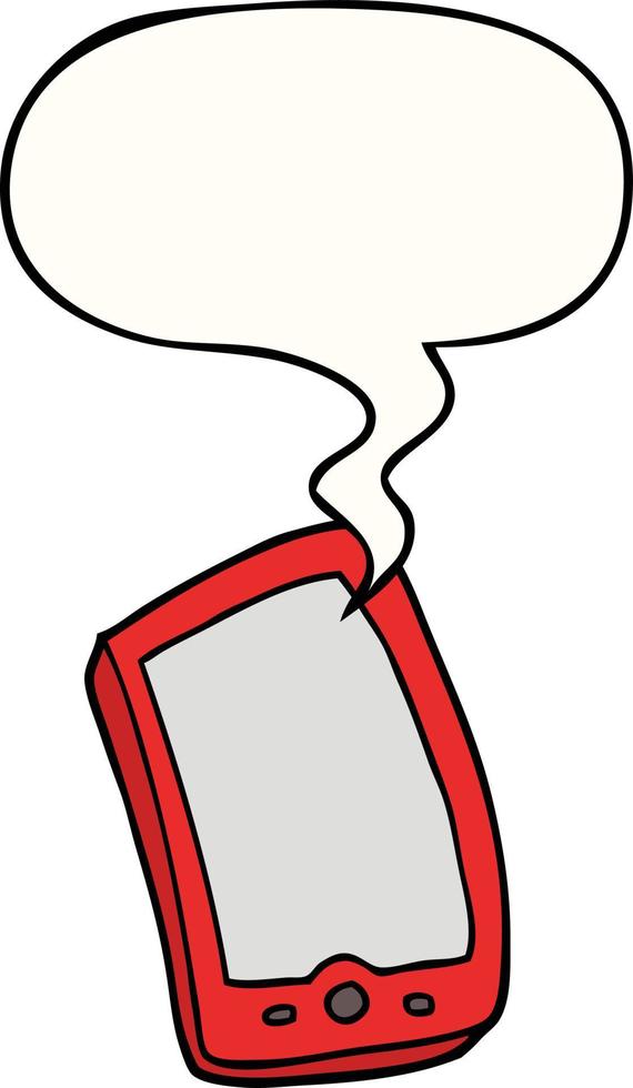 cartoon mobile phone and speech bubble vector