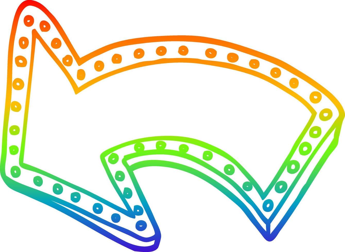 rainbow gradient line drawing cartoon light up arrow vector