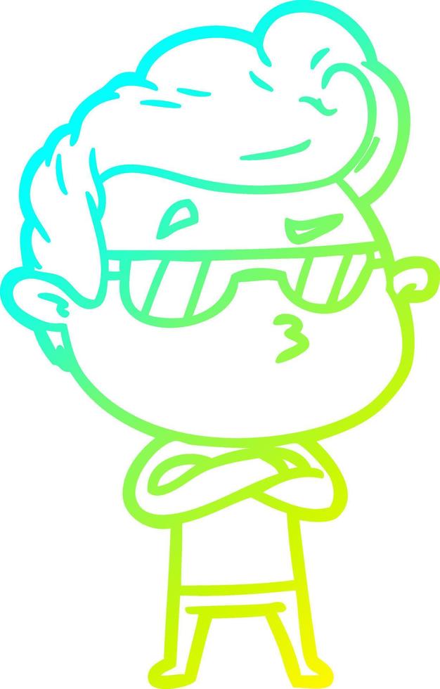 cold gradient line drawing cartoon cool guy vector