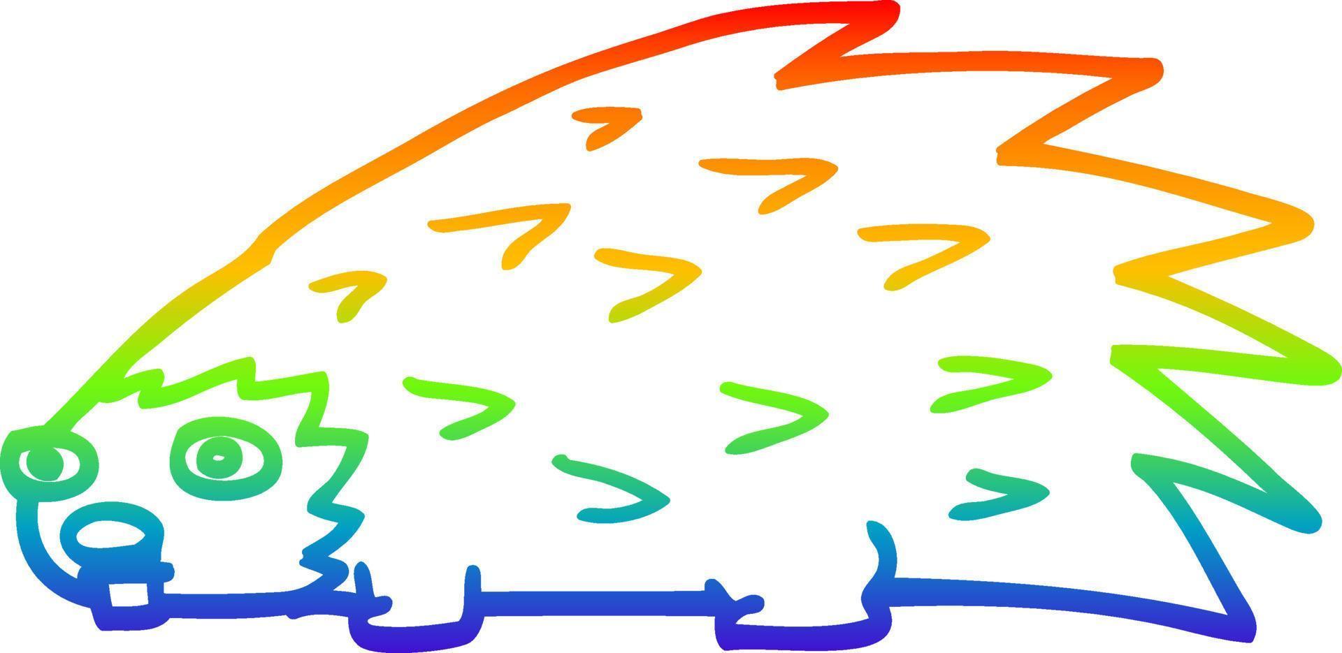 arco iris gradiente línea dibujo dibujos animados puntiagudo erizo vector