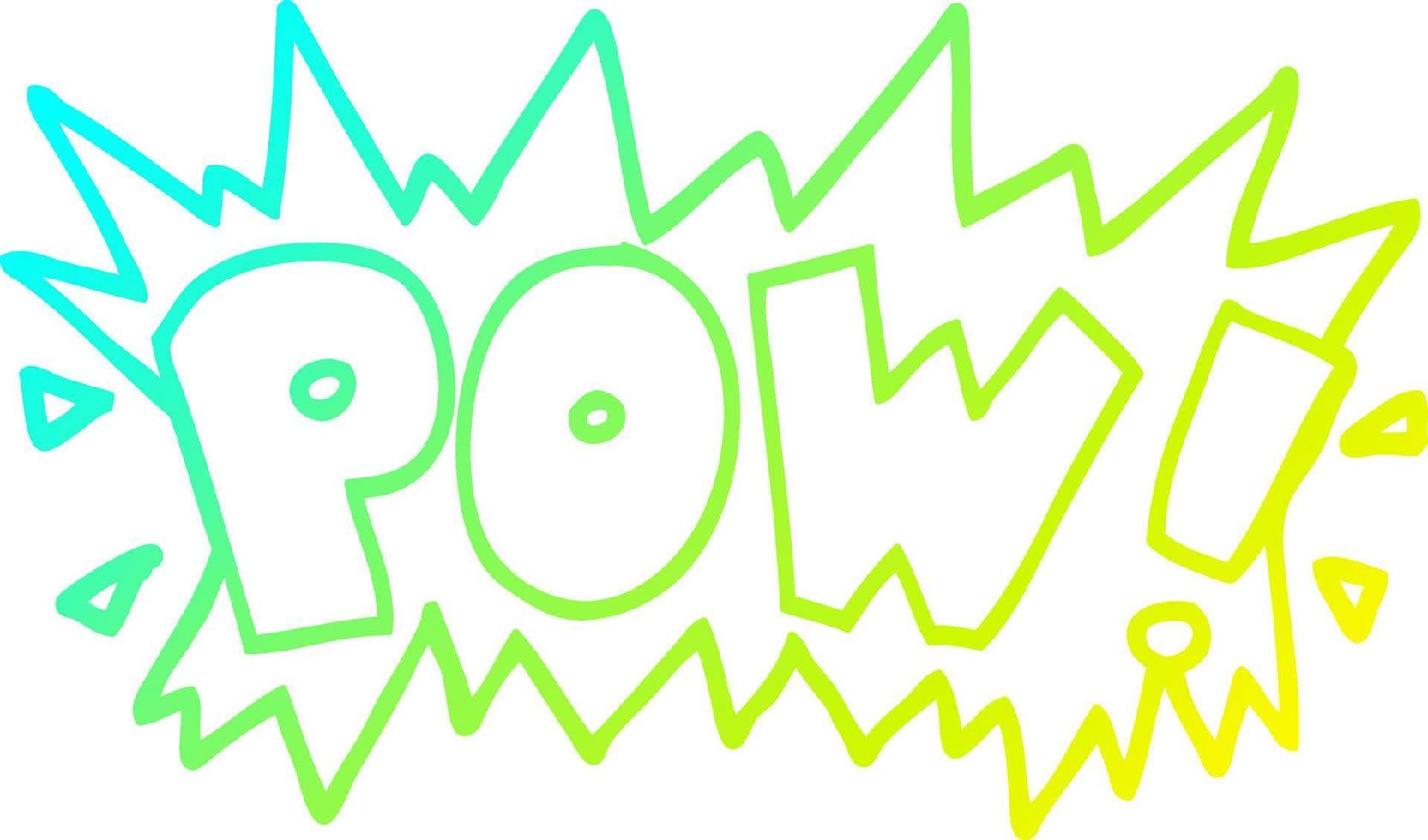 cold gradient line drawing cartoon word pow vector