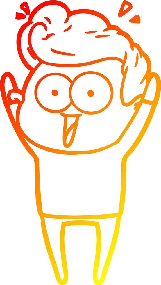 warm gradient line drawing cartoon man vector