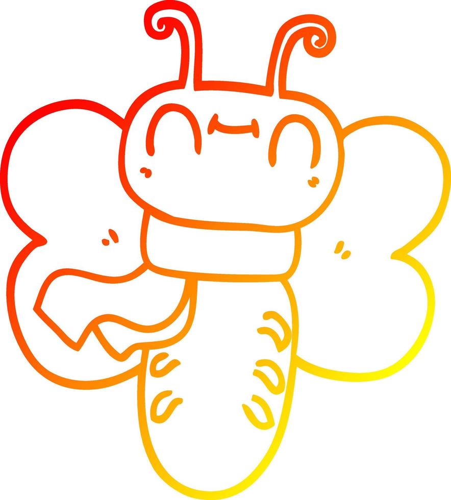 warm gradient line drawing funny cartoon butterfly vector