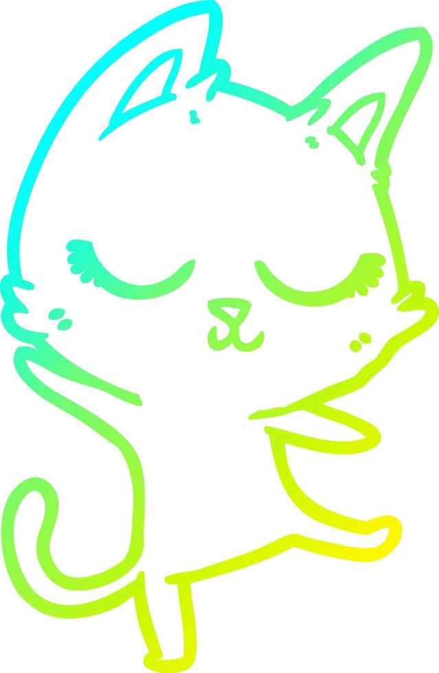 cold gradient line drawing calm cartoon cat vector