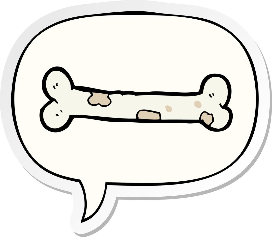 cartoon bone and speech bubble sticker vector