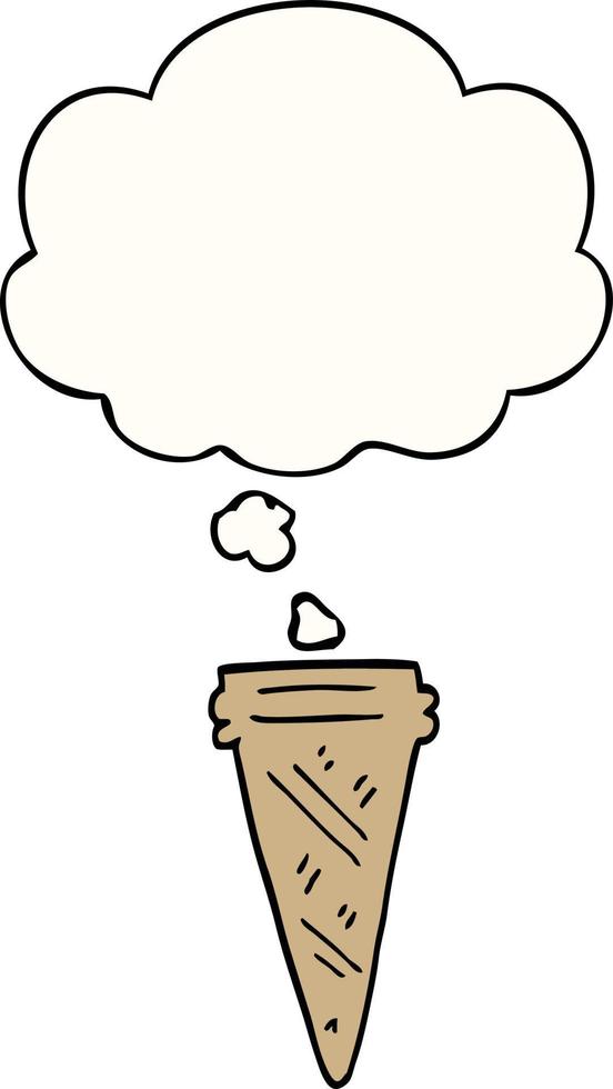 cartoon ice cream cone and thought bubble vector