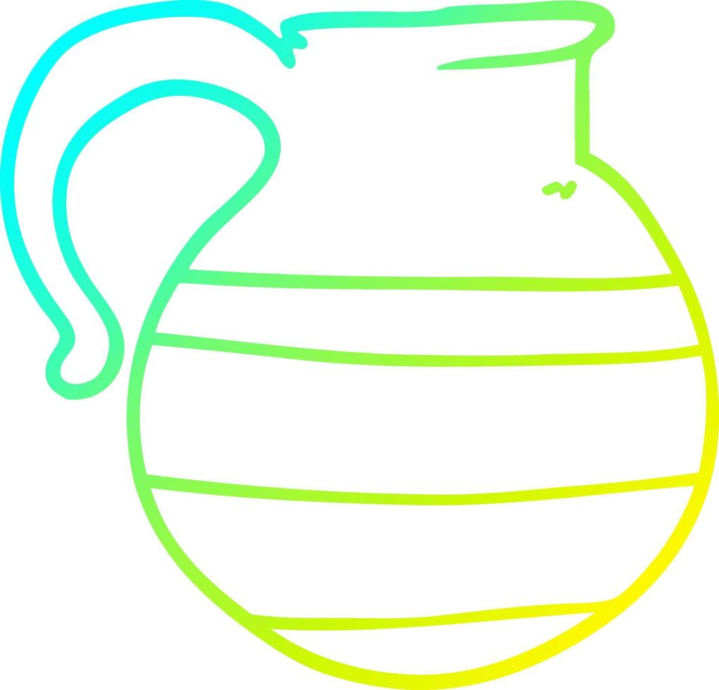cold gradient line drawing cartoon striped jug vector